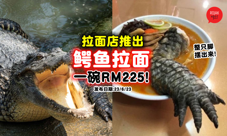 什么都敢卖！拉面店推出“画面冲击力Max”的「鳄鱼拉面」，每碗售价RM225！