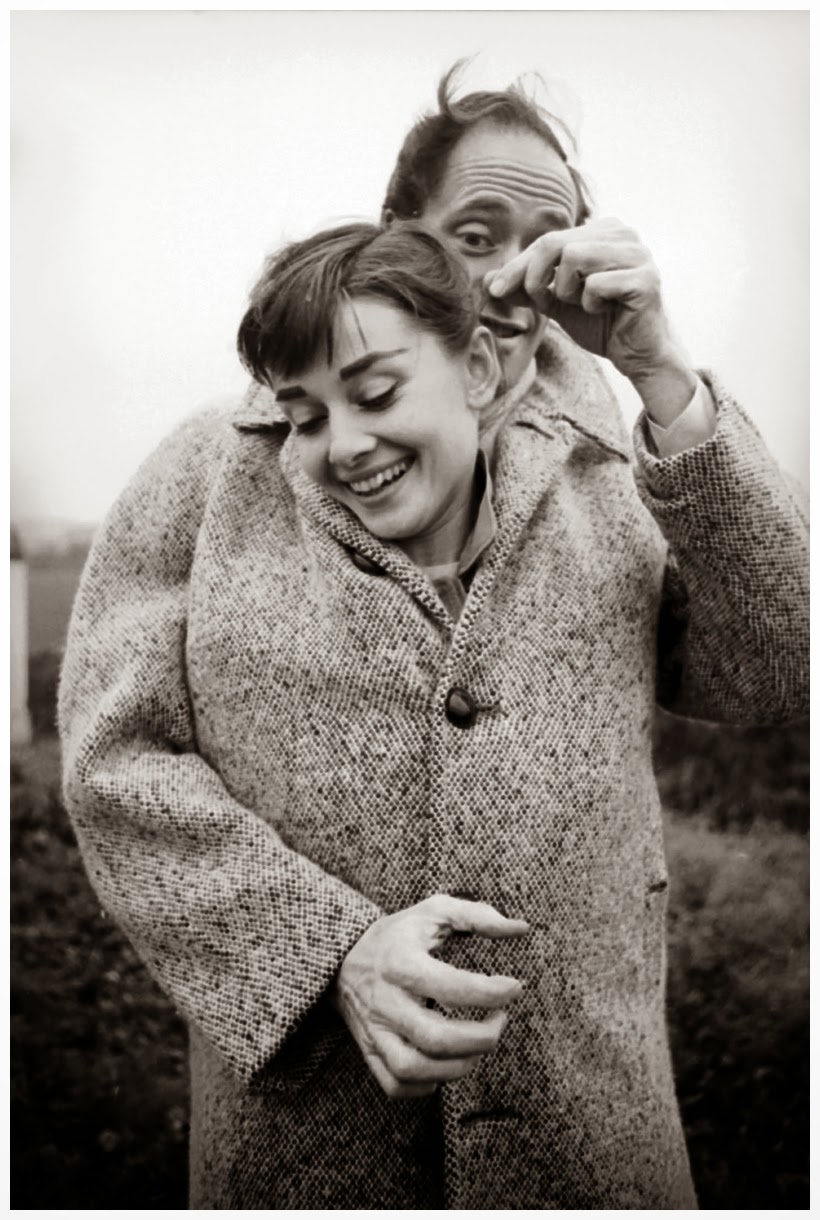 Audrey Hepburn and Mel Ferrer Sharing a Coat (1)