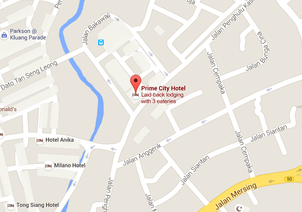 Prime City Hotel Kluang google maps